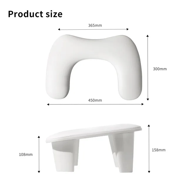 Oval U Tipi Ergonomik Manikür Sehpası Siyah Manikür Kol Desteği U1B görsel 4