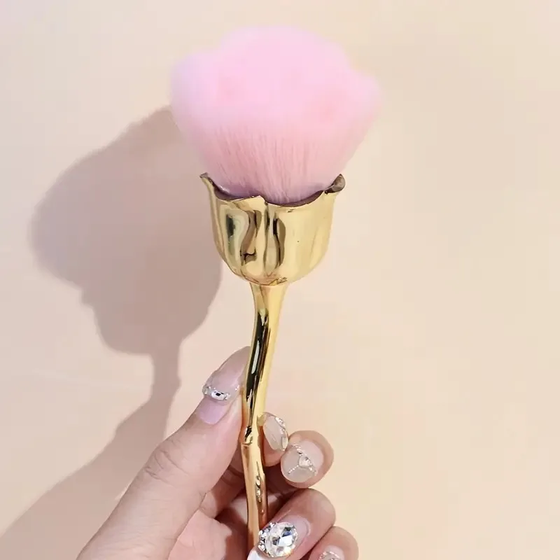 Dekoratif Tırnak Toz Fırçası Gül Gold görsel 2