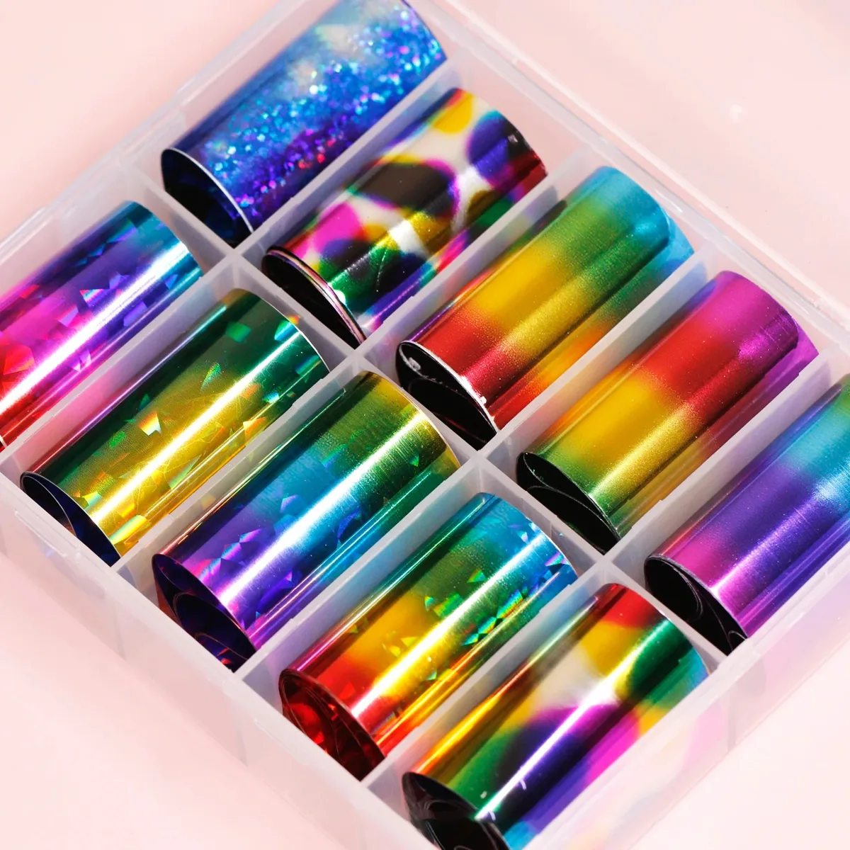 10lu Tırnak Süsleme Folyosu Parlak Holografik Geometri Dizayn Nail Art Transfer Folyo WNF-027