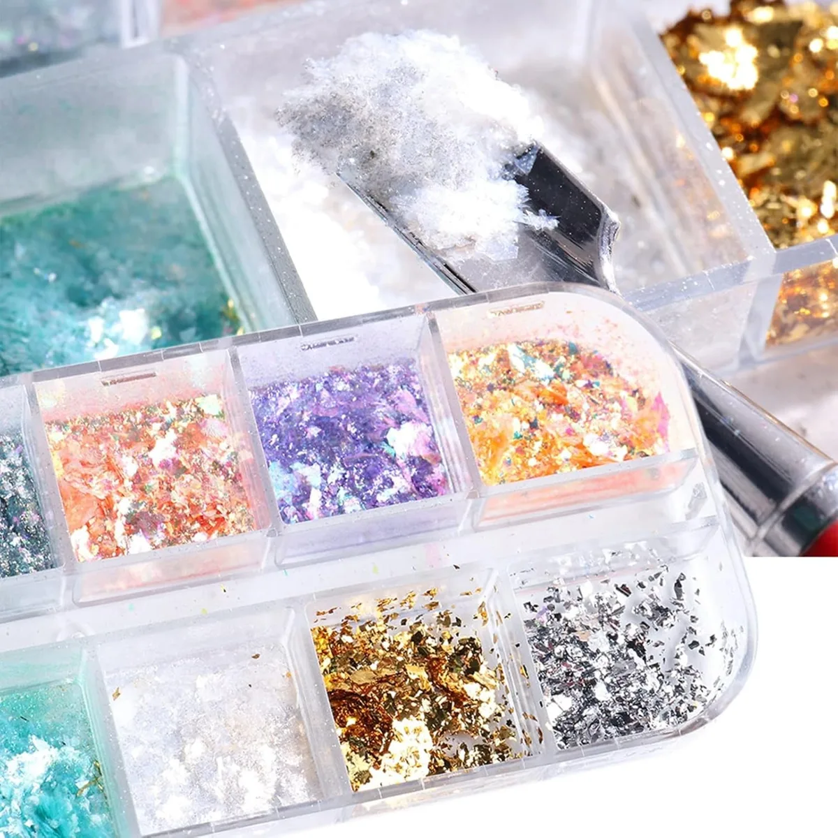 Tırnak Süsleme Yüki İnce Folyo Glitter Pulları Renkli Nail Art görsel 3