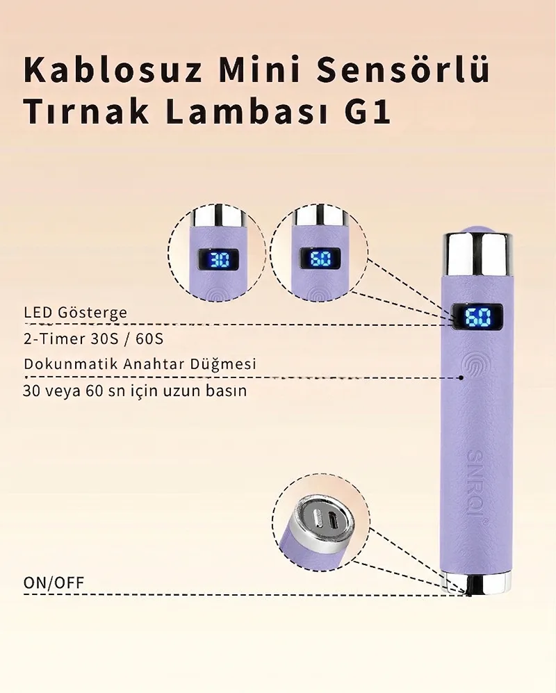G1 Sensörlü Mini Ai Uv Led Lamba Manyetik Standlı Manikür Tırnak Kurutucu Lila 5w görsel 4