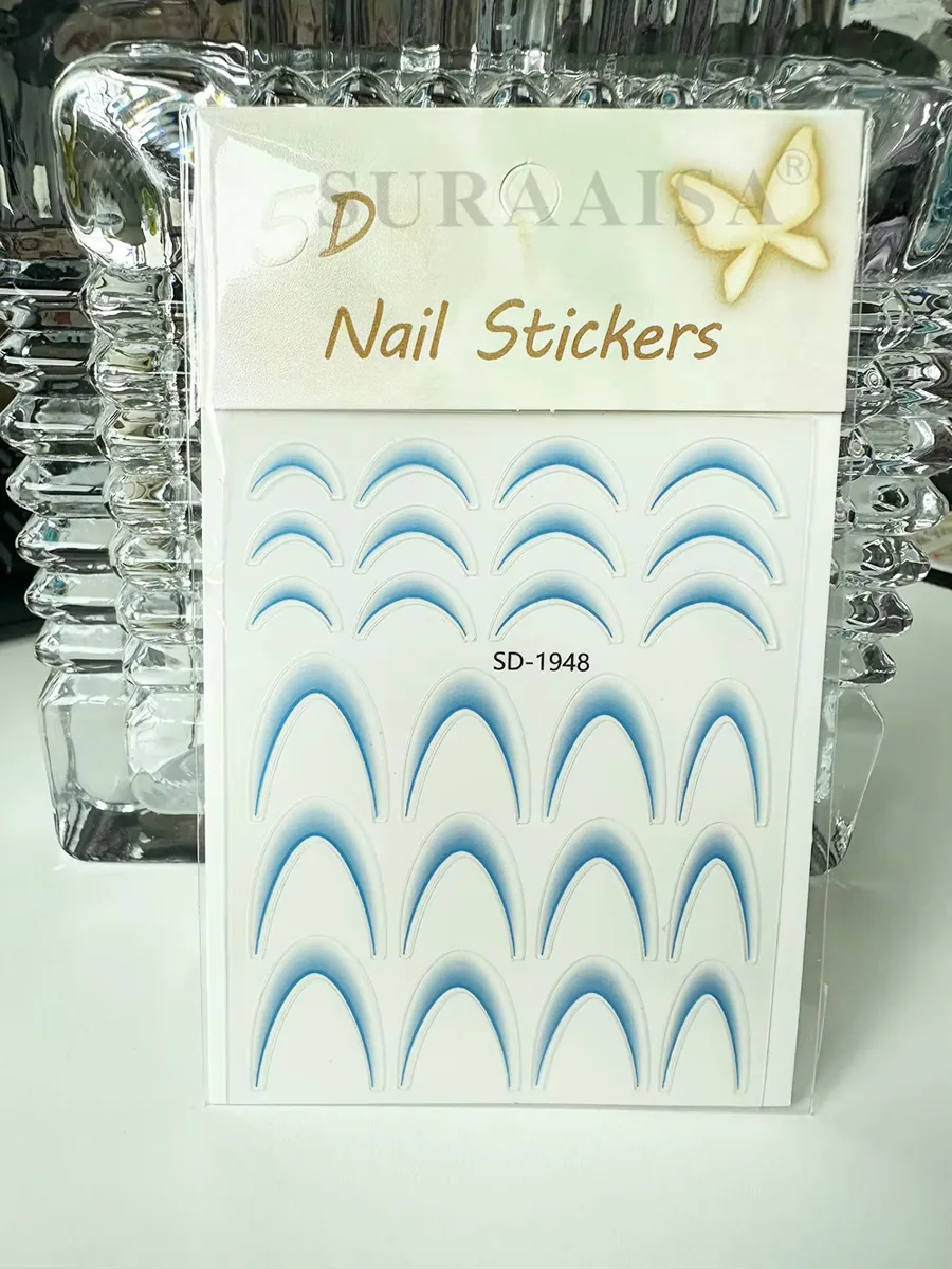 Ombre Efekt French Tırnak Sticker Mavi Nail Art SD-1948 görsel 3