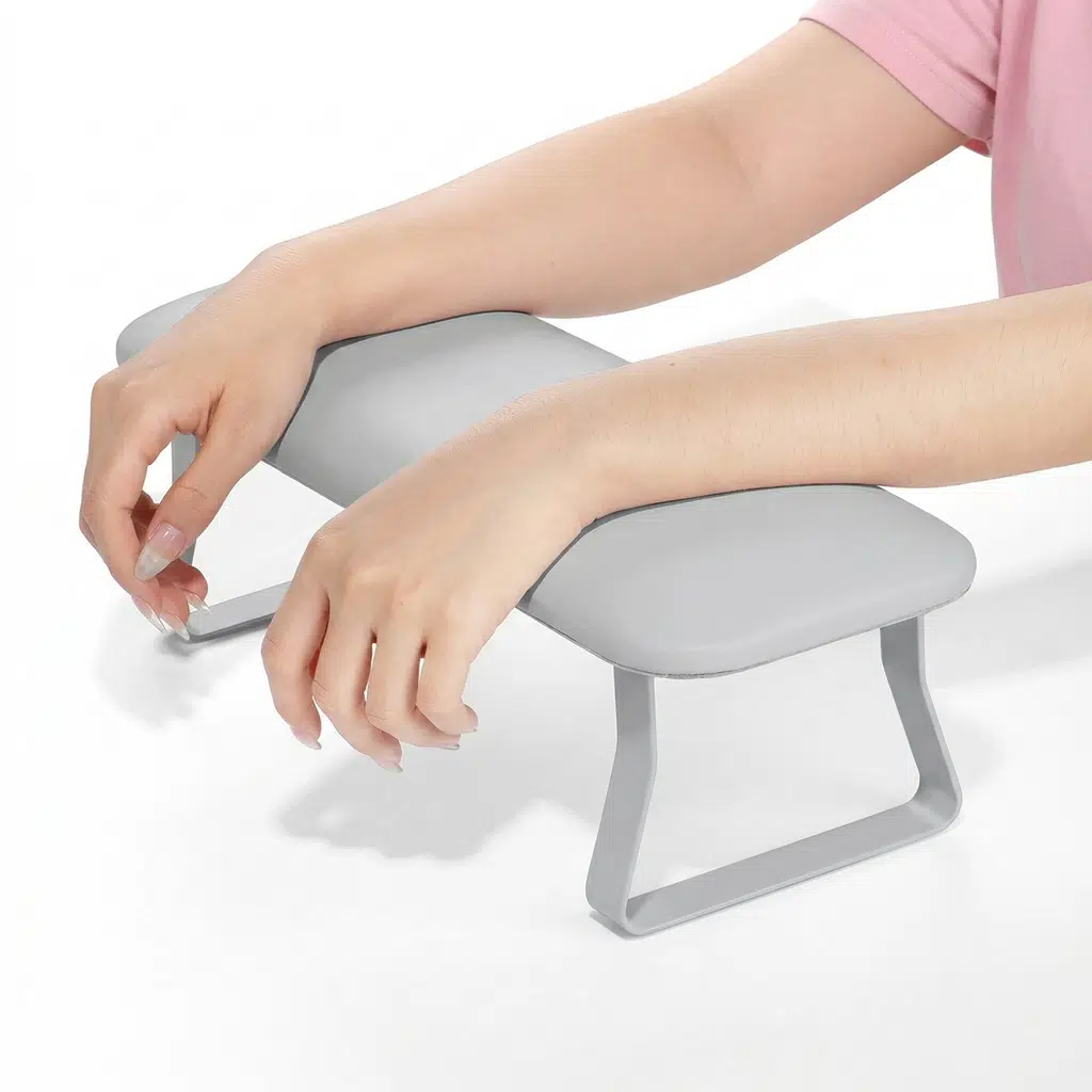 Düz Metal Ayaklı Ergonomik Manikür Sehpası Gri Manikür Kol Desteği H9G