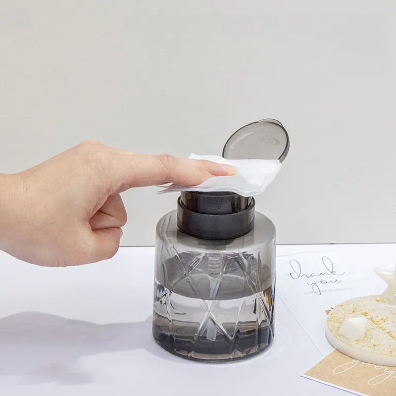 Dekoratif Pompa Sıvı Şişesi Aseton Cleanser Şişesi Siyah 200ml