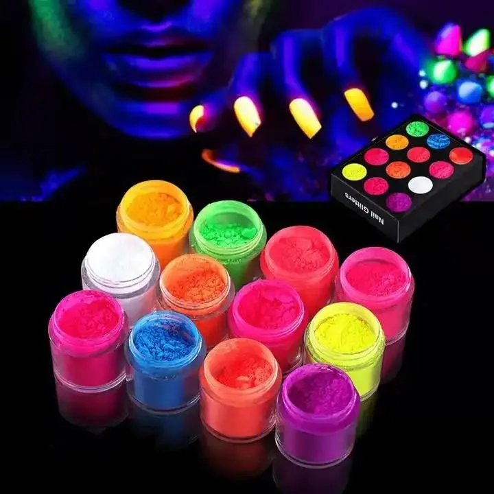 Nail Art Floresan Tırnak Toz Pigment 12li Set Neon görsel 2