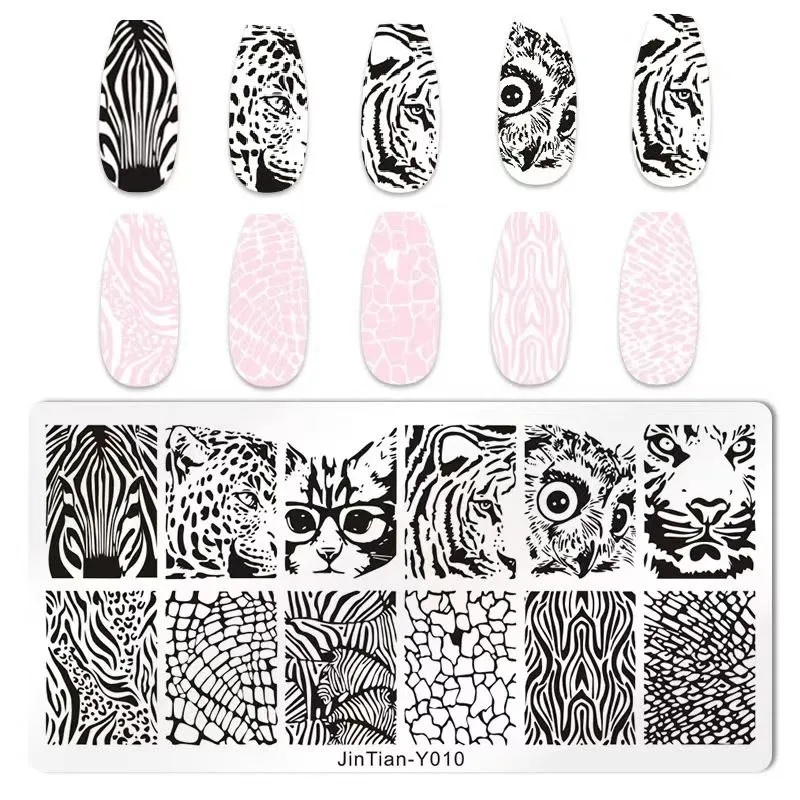 Zebra Leopar Kaplan Baykuş Dizayn Nail Art Stamping Baskı Plakası JT-Y010