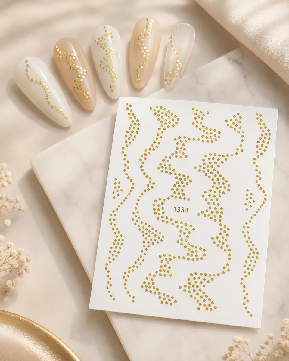 Holografik Altın Noktalar Tırnak Sticker Tırnak Etiketi Nail Art JO-1334
