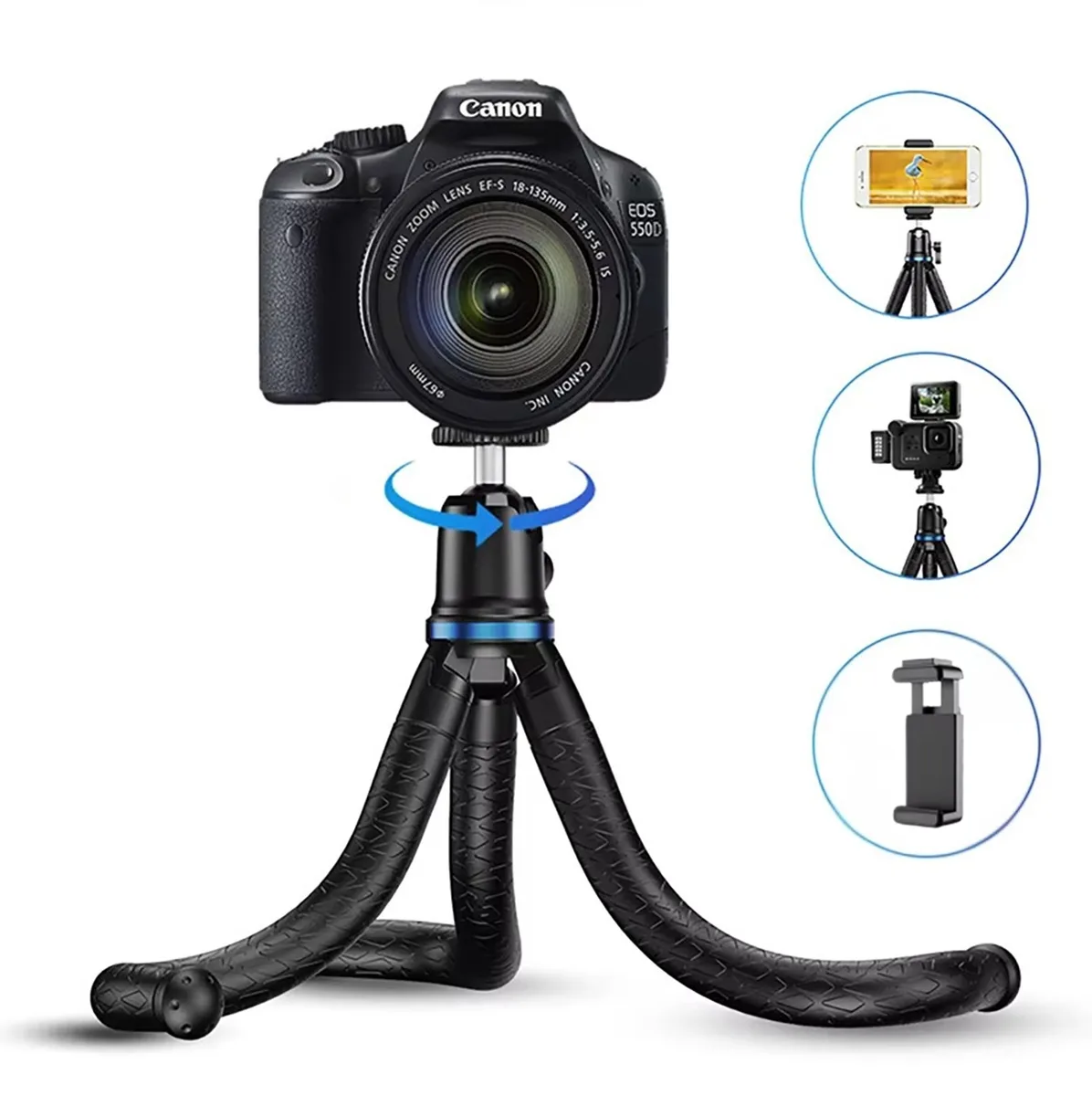 Apexel Profesyonel 30cm Esnek Ahtapot Tripod ve Vlog Kiti Telefon Tutucu Gopro Dslr Uyumlu APL-JJ10