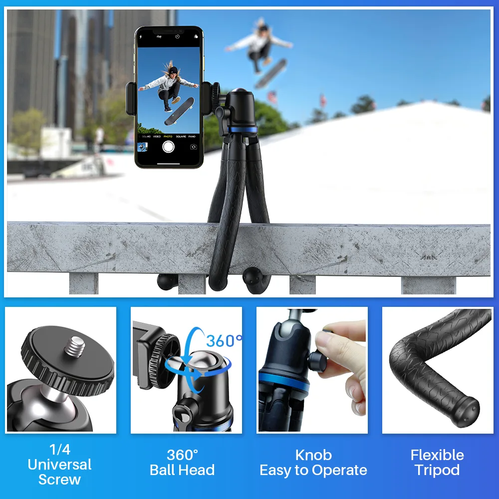 Apexel Profesyonel 30cm Esnek Ahtapot Tripod ve Vlog Kiti Telefon Tutucu Gopro Dslr Uyumlu APL-JJ10 görsel 5
