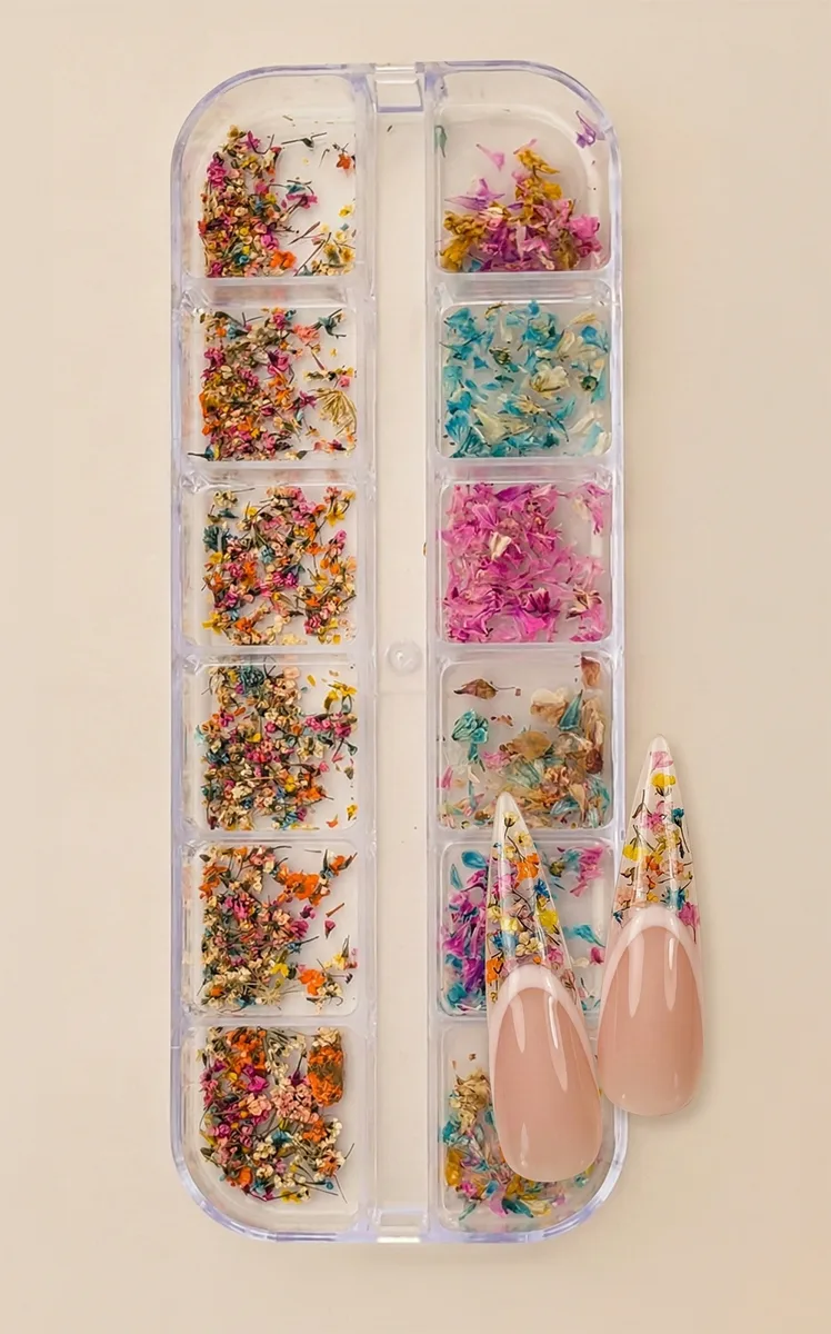 12li İnce Küçük Boy Kuru Çiçek Tırnak Süsleme Nail Art Çiçek WN-519
