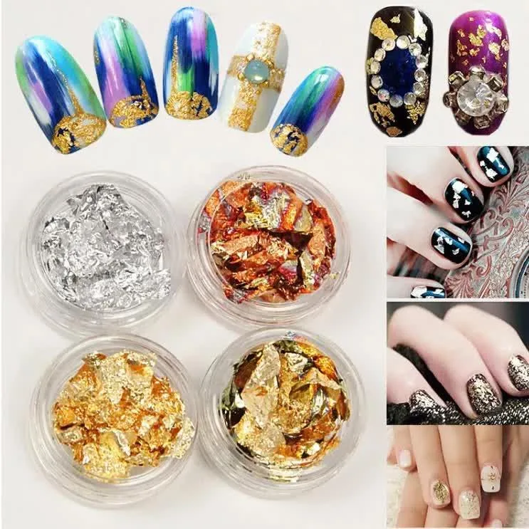 Tırnak Süsleme Kırık Folyo Parçaları 12'li set Potal Nail Art görsel 2