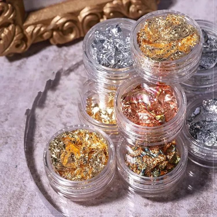 Tırnak Süsleme Kırık Folyo Parçaları 12'li set Potal Nail Art görsel 3