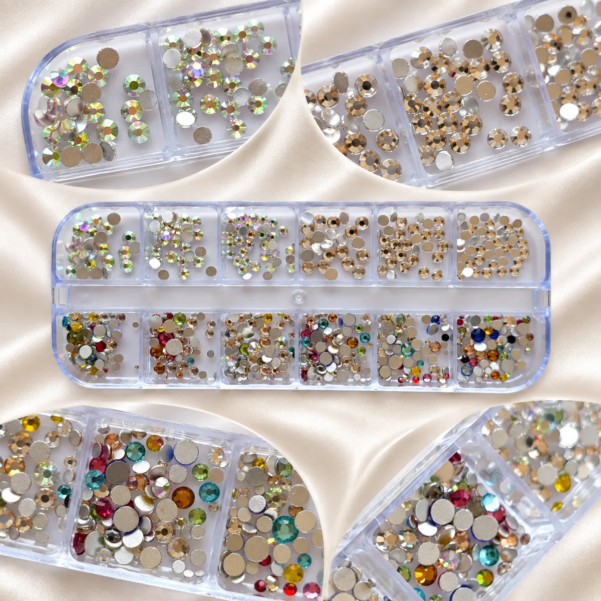 12li Parlak Renkli ve Kristal Görünümlü Tırnak Süsleme Taşları Nail Art Süsleme Taşları WN-517 görsel 3