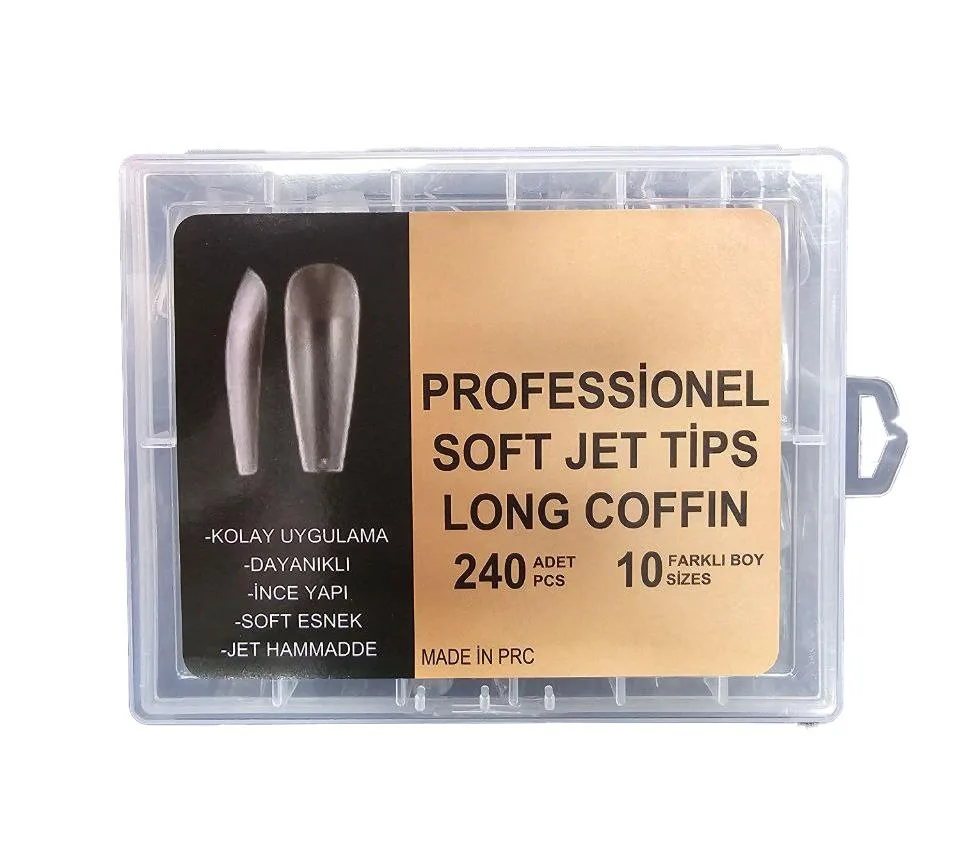 Yeni Nesil Protez Tırnak Jel Tips Soft Gel Tips Long Coffin 240 adet