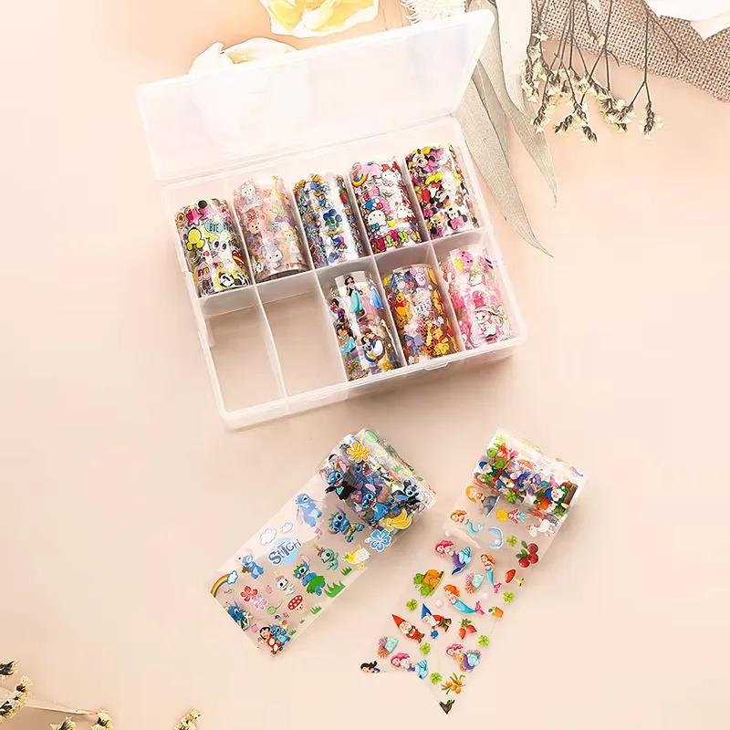 10lu Tırnak Süsleme Folyosu Çizgi Karakter Dizayn Nail Art Transfer Folyo