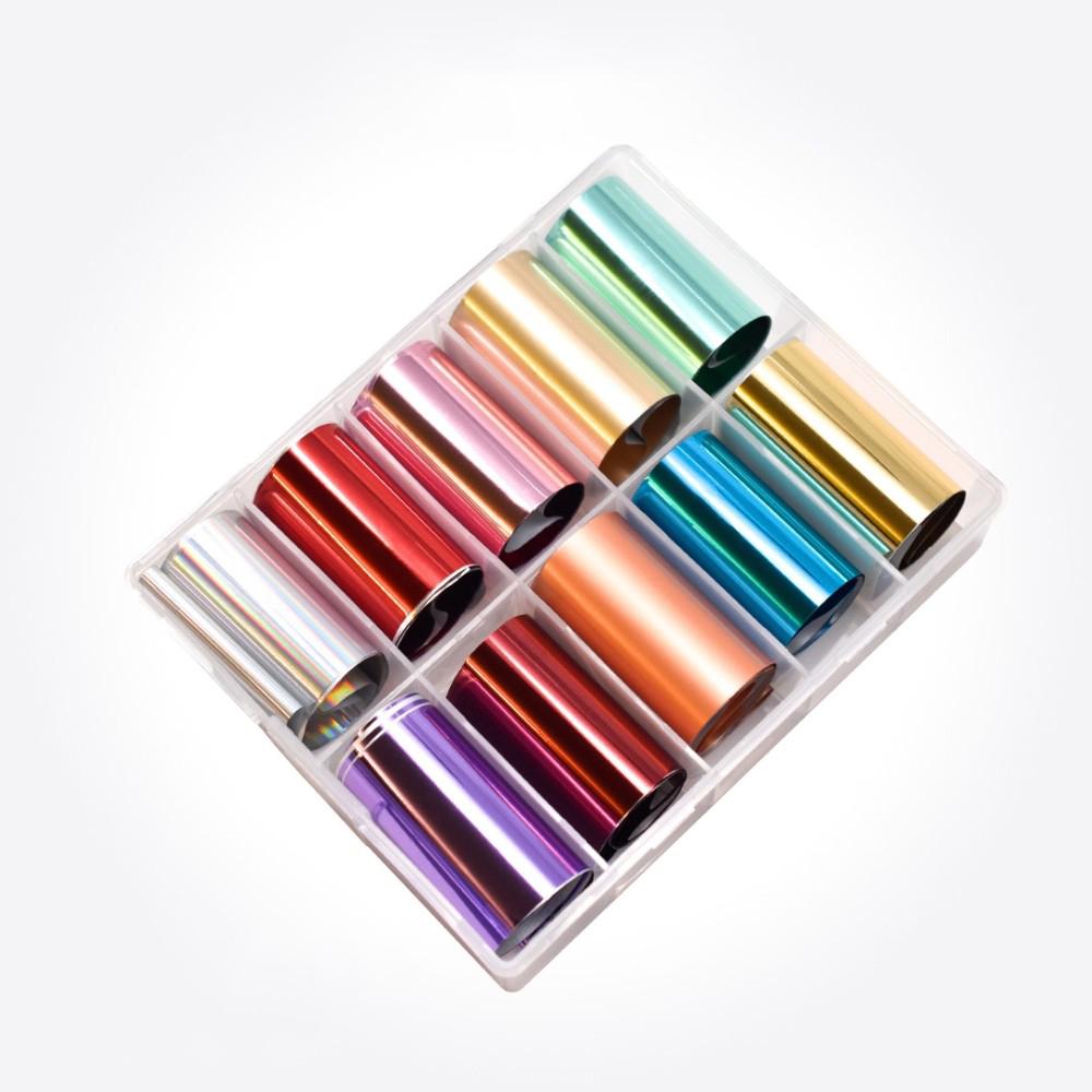 10lu Tırnak Süsleme Folyosu Parlak Düz Renkler Nail Art Transfer Folyo WNF-103