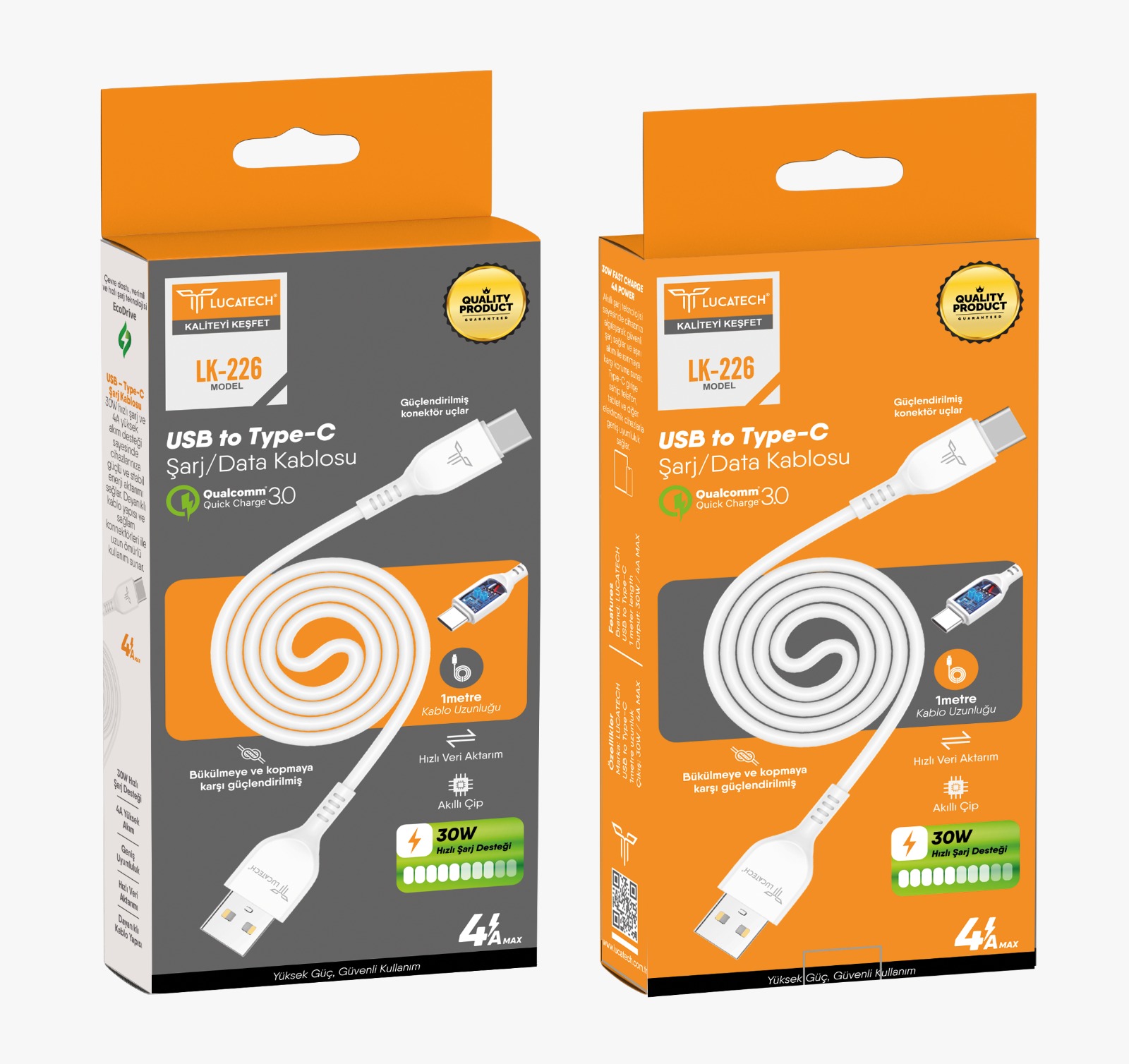 LK-226 Type-C Hızlı Şarj Kablosu – 4.A 30W, 1 Metre