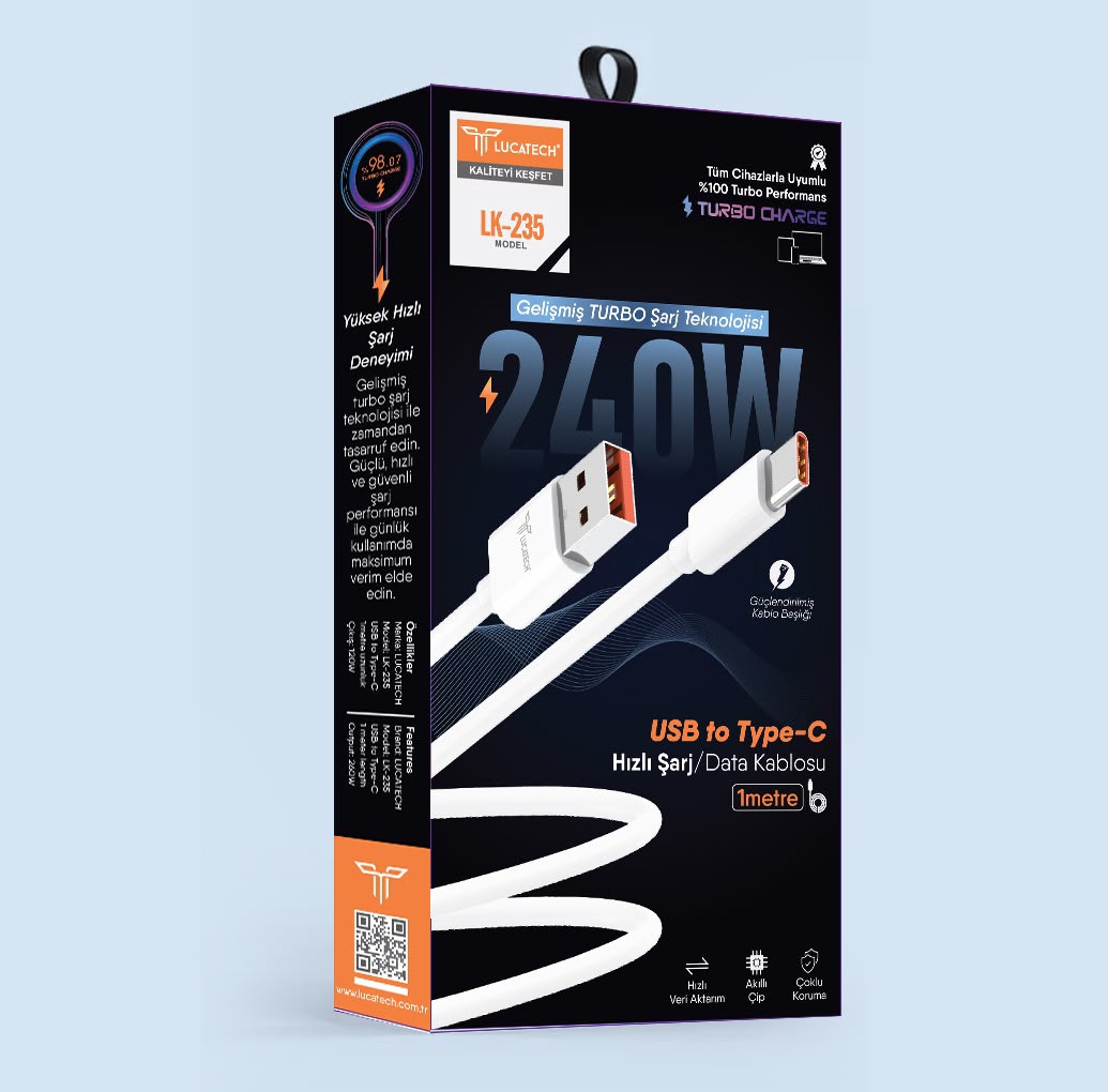 Model: LK-235 | 240W, 1mt Type-C TURBO Şarj Kablosua