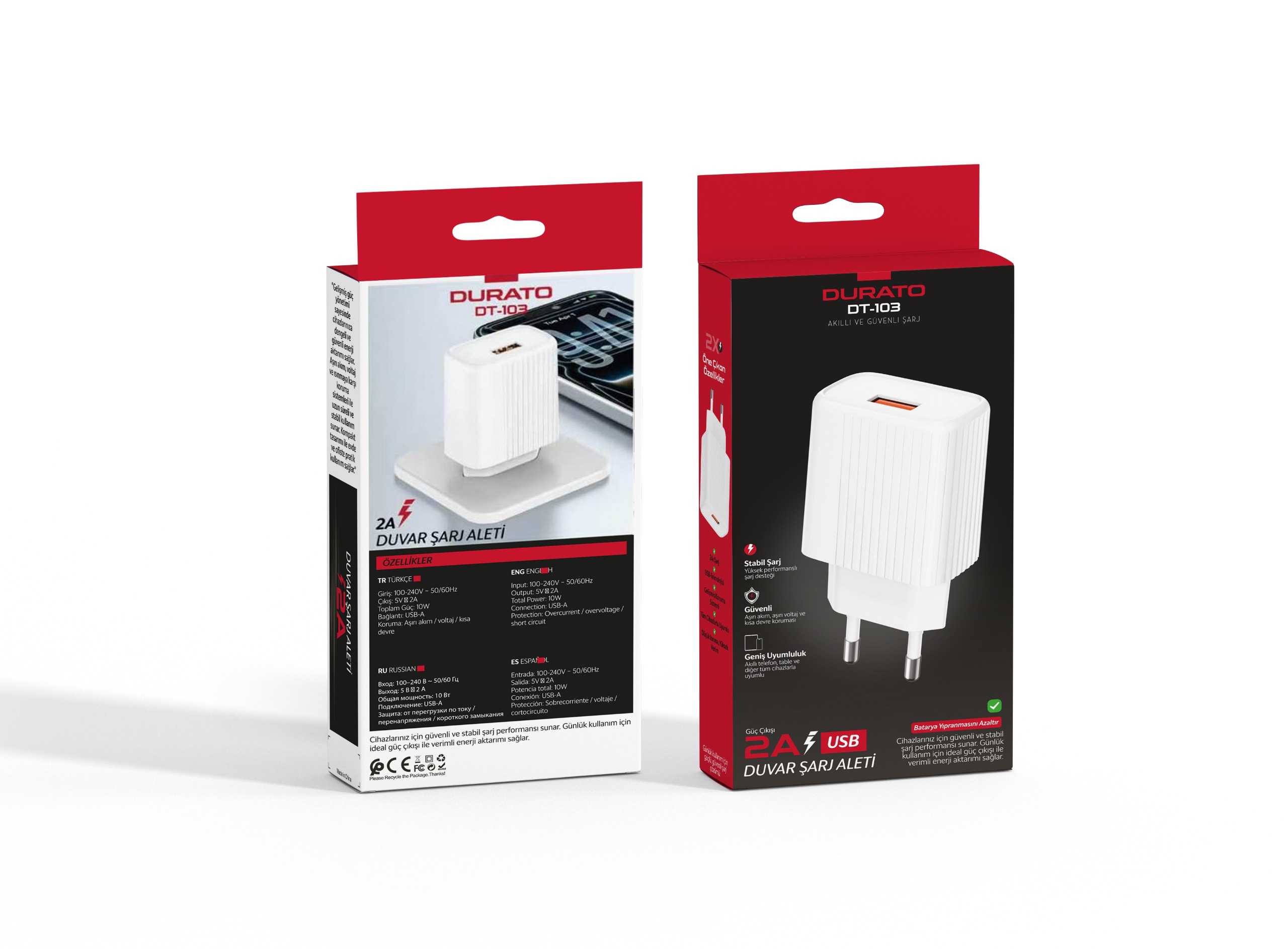 DURATO DT-103 2.A, USB Şarj Cihazı Başlığı