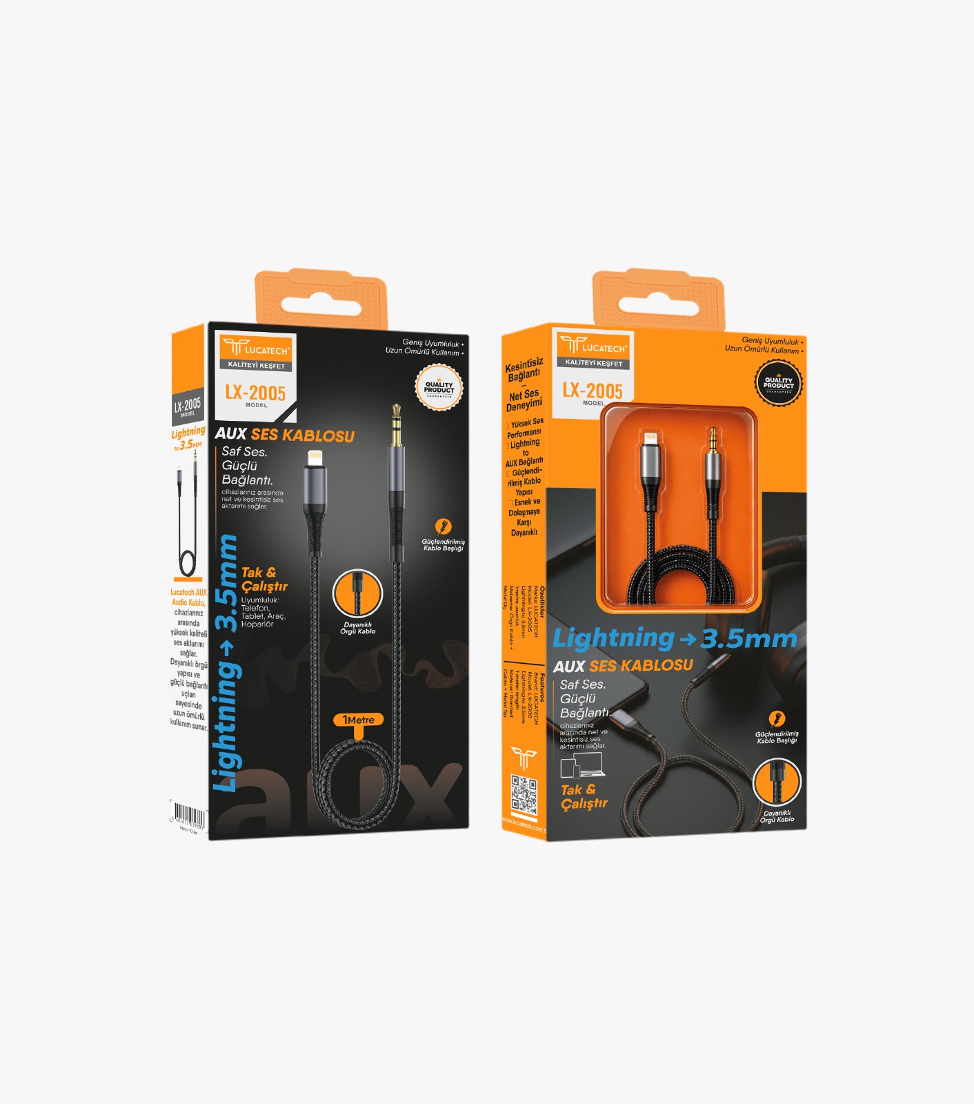 Lucatech LX-2005 İPHONE to 3.5mm Jack TAK CALIŞTIR AUX kablo