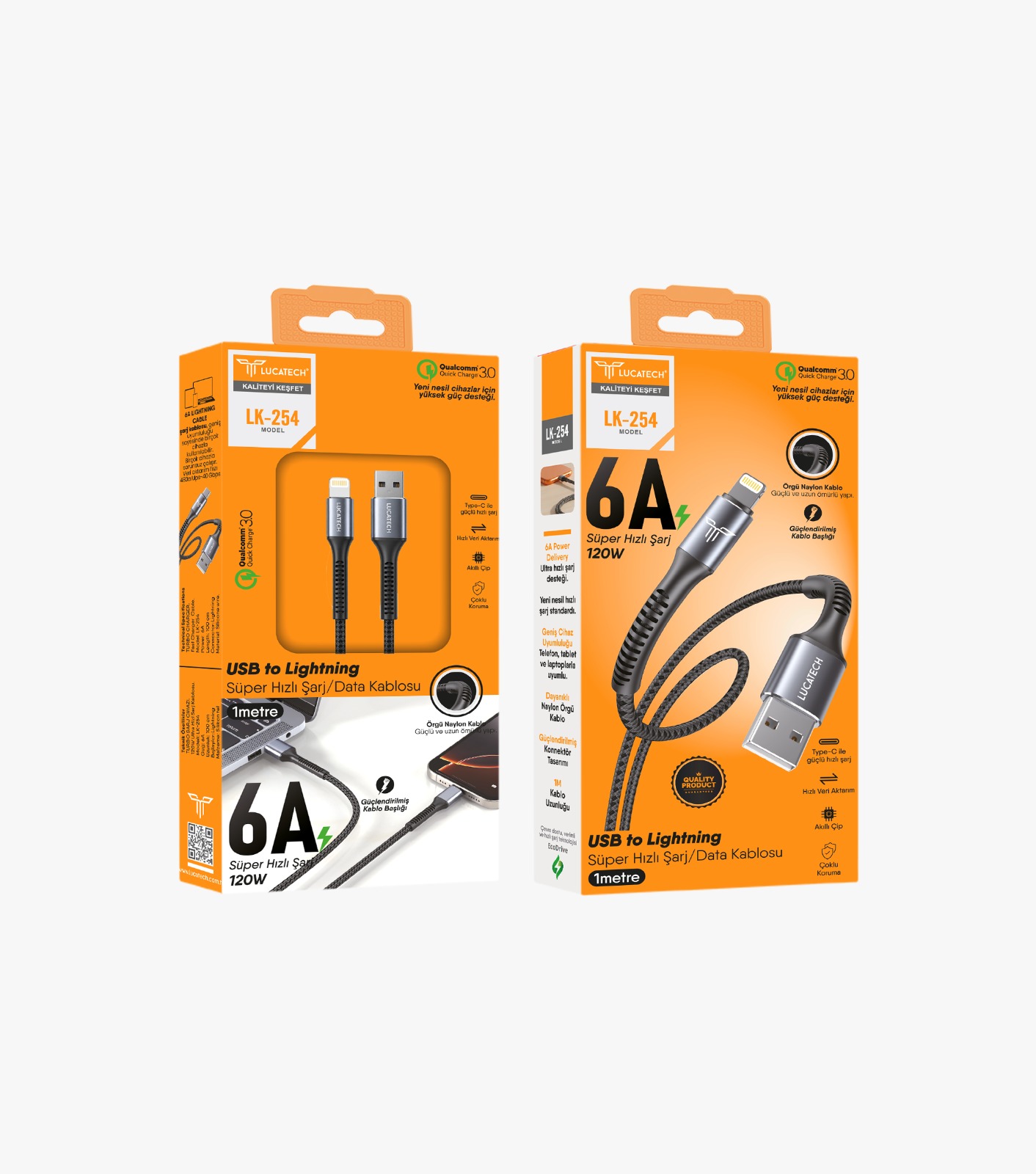 Lucatech LK-254 Lightning Şarj Kablosu – 6A