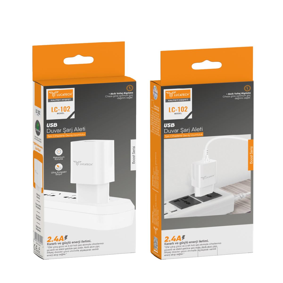 Lucatech LC-102 2.1A, USB Şarj Cihazı Başlığı