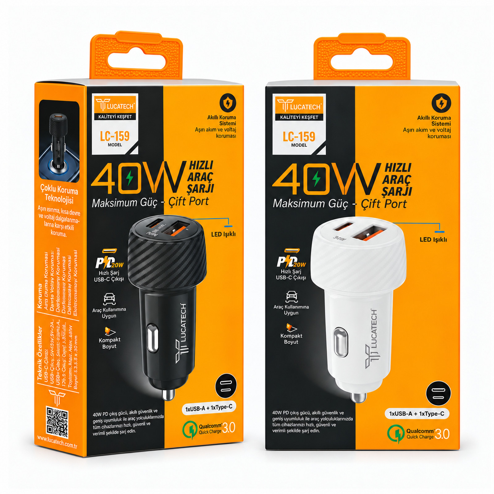 LC-159| 40W, PD+USB hızlı Araç Şarj Başlığı