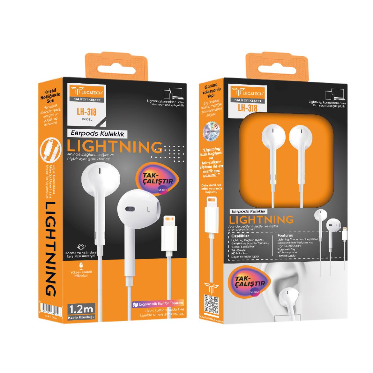 Lucatech LH-318 Lightning Jack Tak Çalıştır Kulaklık