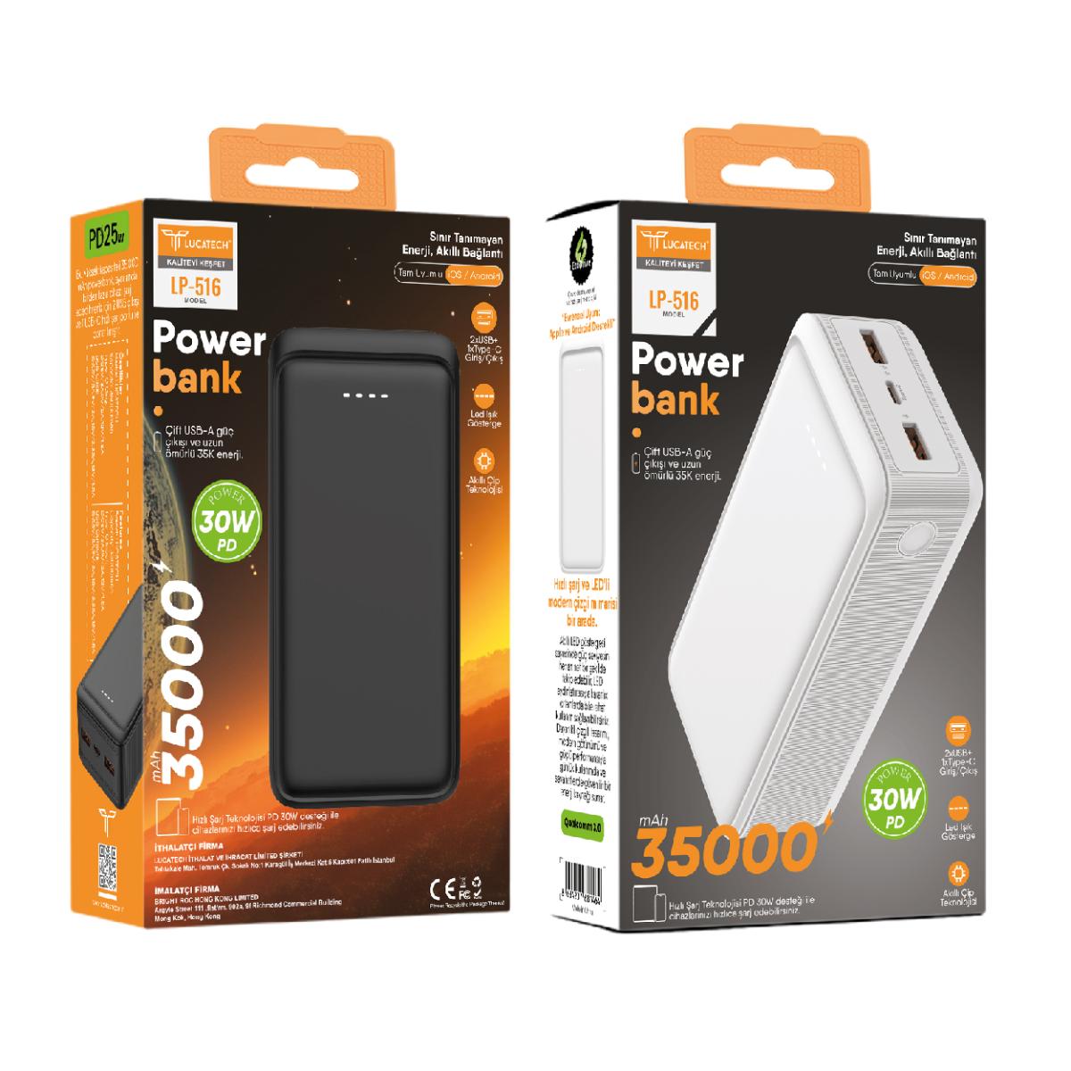 Lucatech LP-516 35.000Mah,30W PD Powerbank