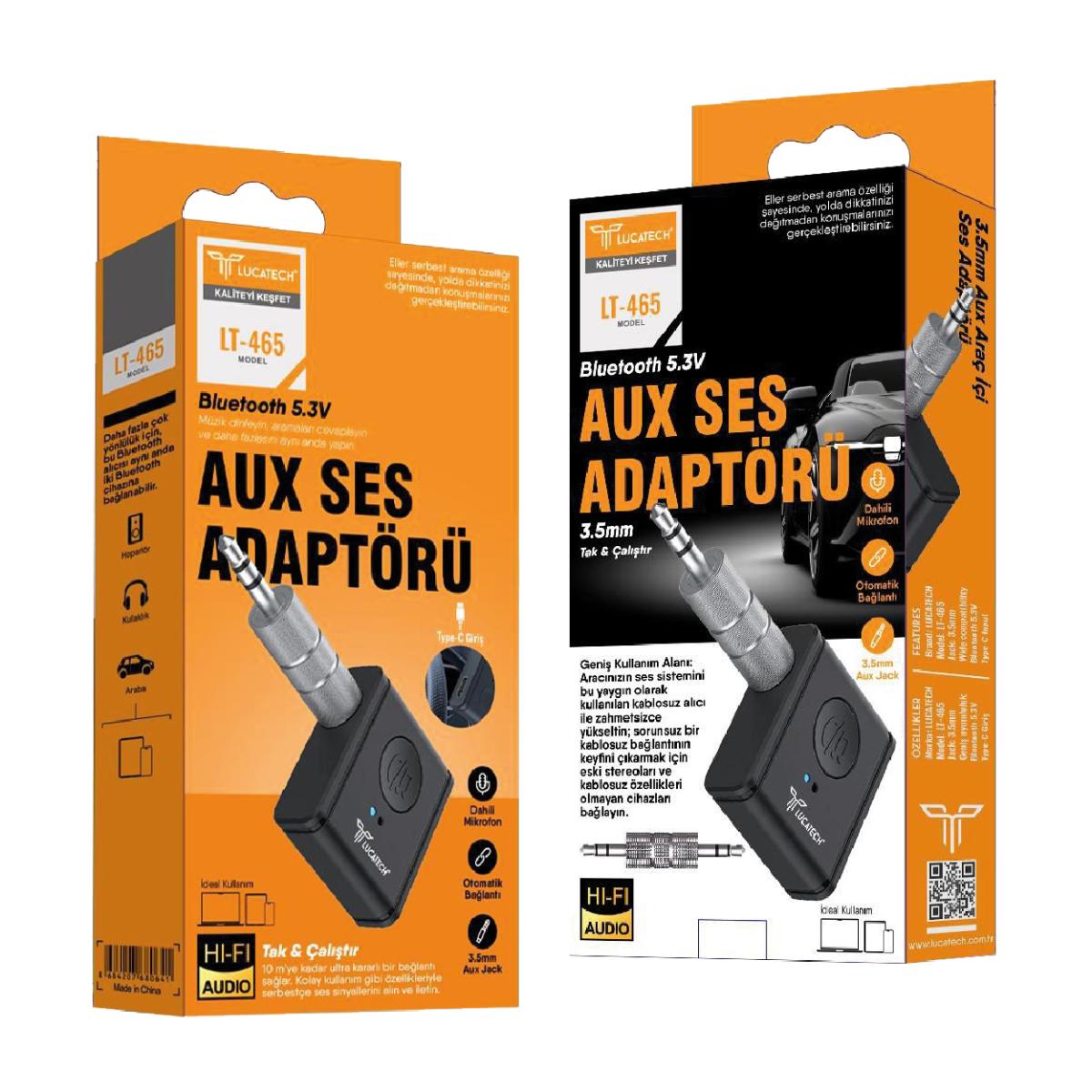 Lucatech LT-465 Bluetooth 5.3 AUX Ses Adaptörü